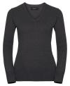 710F Ladies' V Neck Knitted Pullover Charcoal Marl (Marl effect) colour image